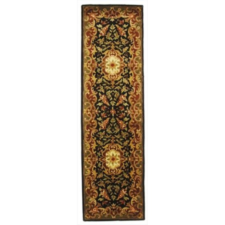 SAFAVIEH 2 Ft. - 3 In. x 8 Ft. Runner- Traditional Classic Black And Green Hand Tufted Rug CL234D-28